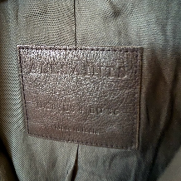 AllSaints Balfern leather biker jacket in grey - Picture 9 of 10